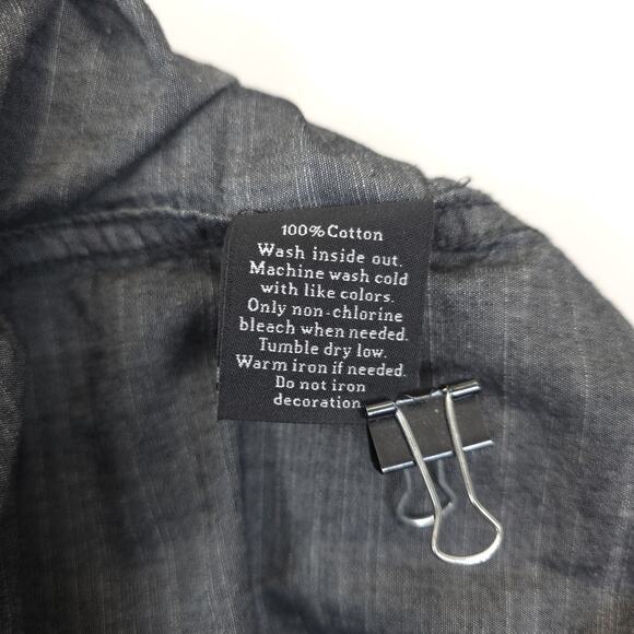 Rock & Republic Camp Button Down Shirt Flap Zip Pockets Short Sleeve Men XL Gray - Picture 8 of 9